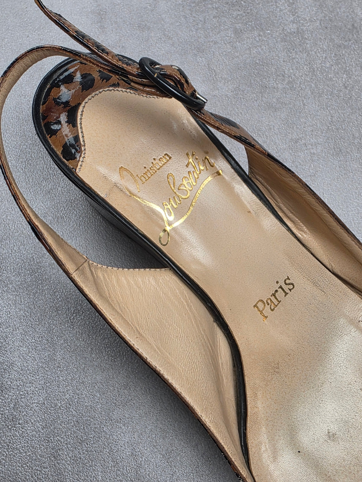 Slingback talons plats Christian Louboutin léopard 37